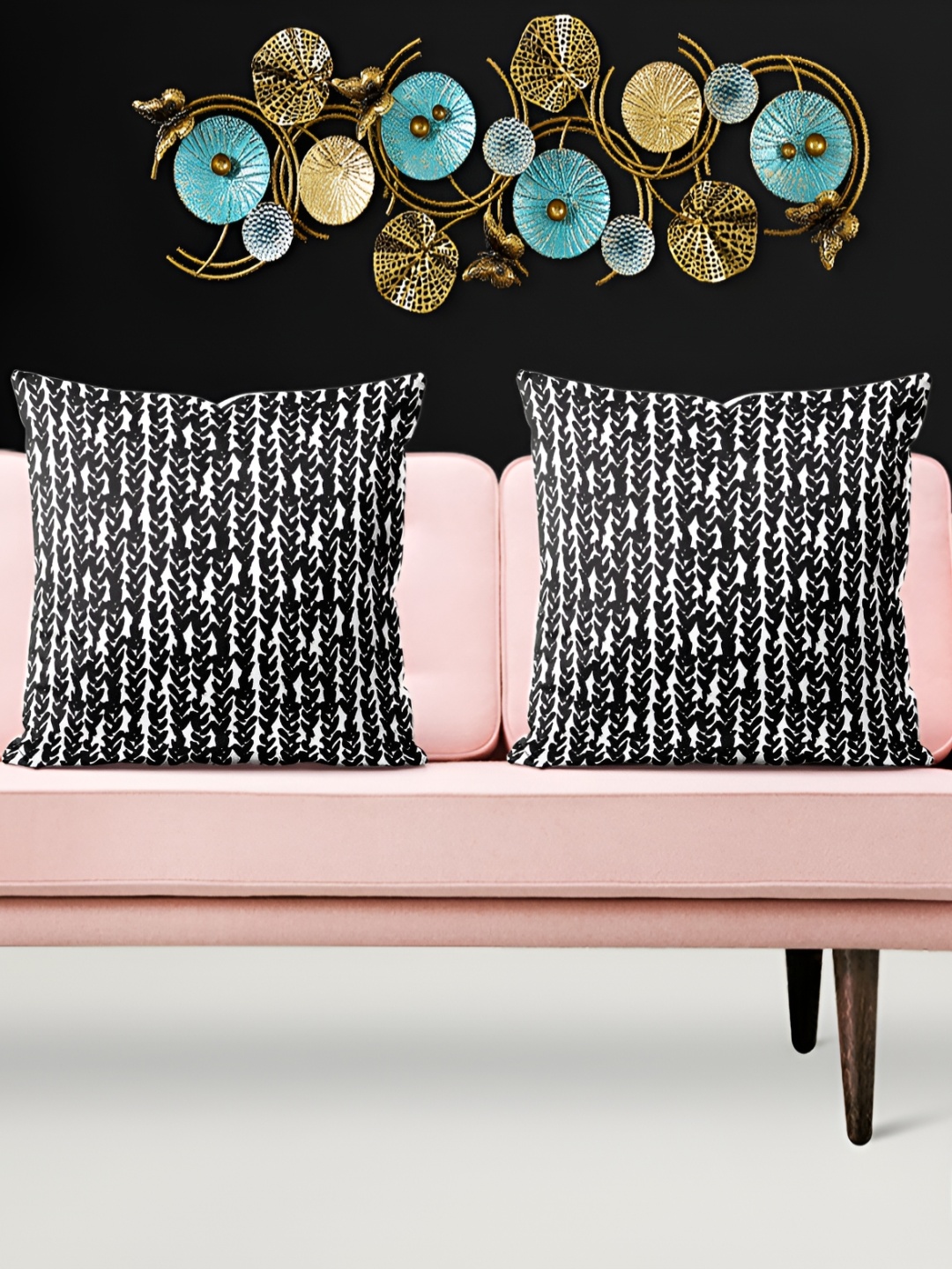 

ArtzFolio Black 5 Pieces Abstract Printed Square Cushion Covers