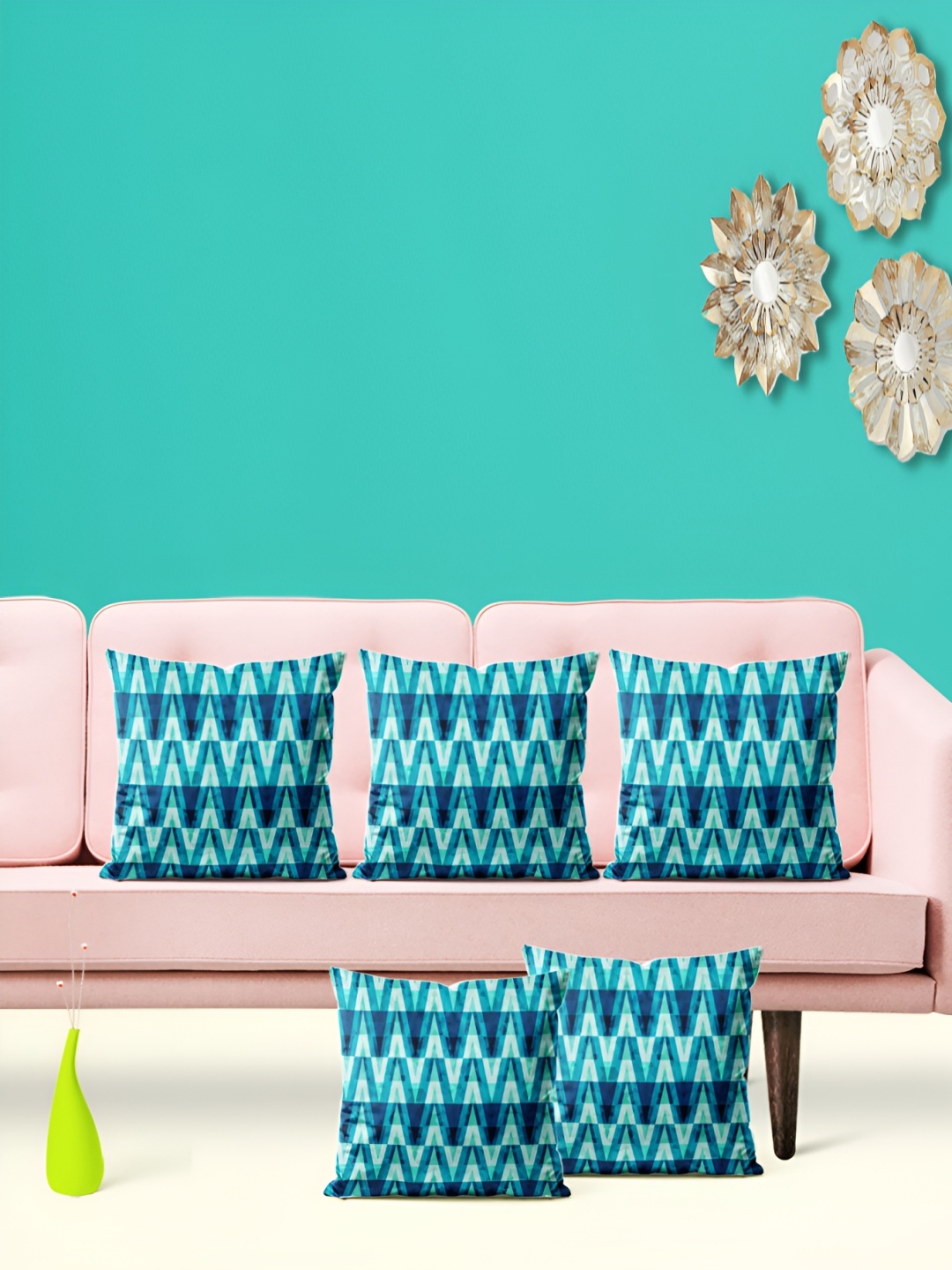 

ArtzFolio Blue 5 Pieces Square Cushion Covers