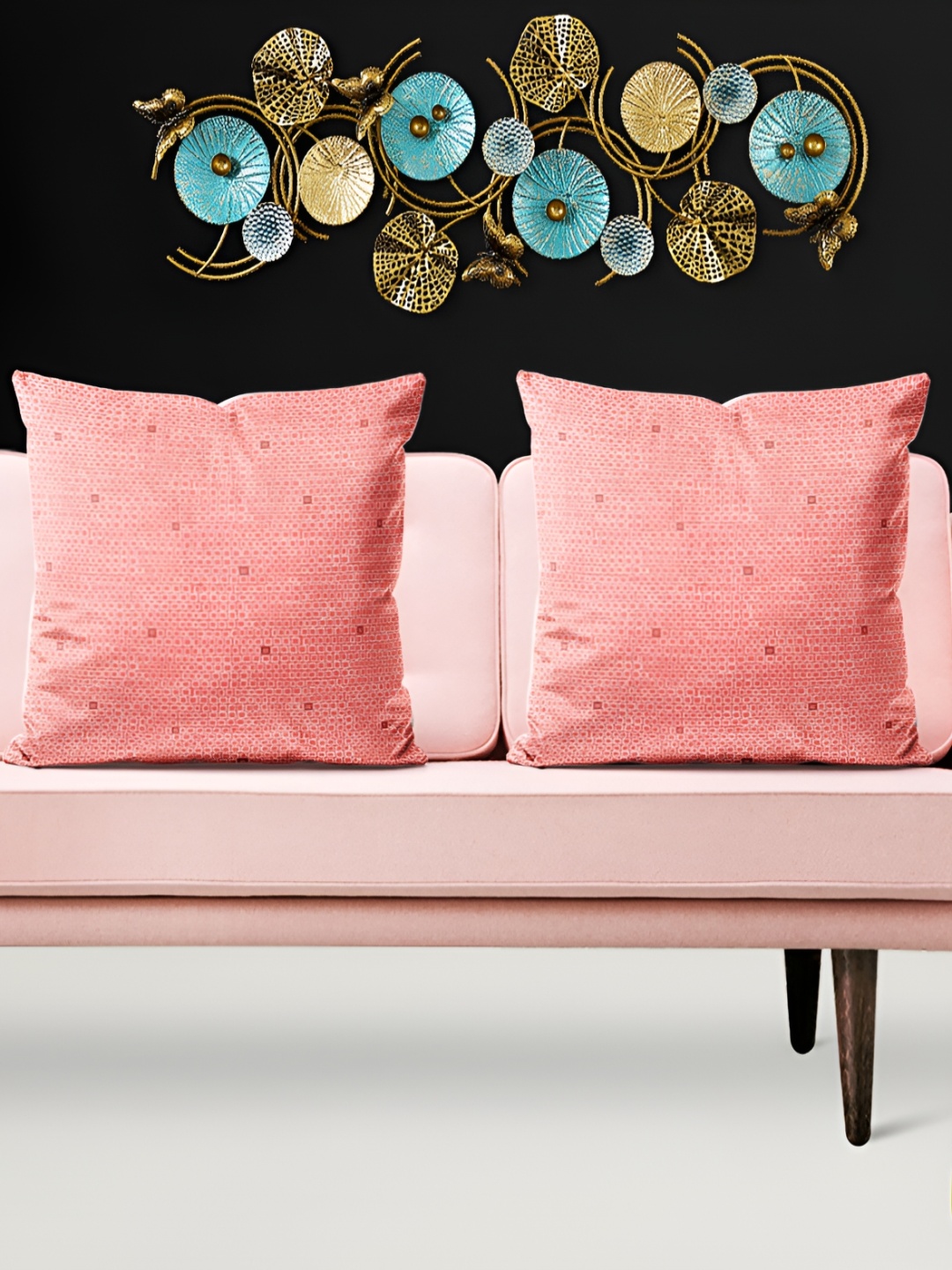 

ArtzFolio Peach-Coloured 5 Pieces Velvet Square Cushion Covers