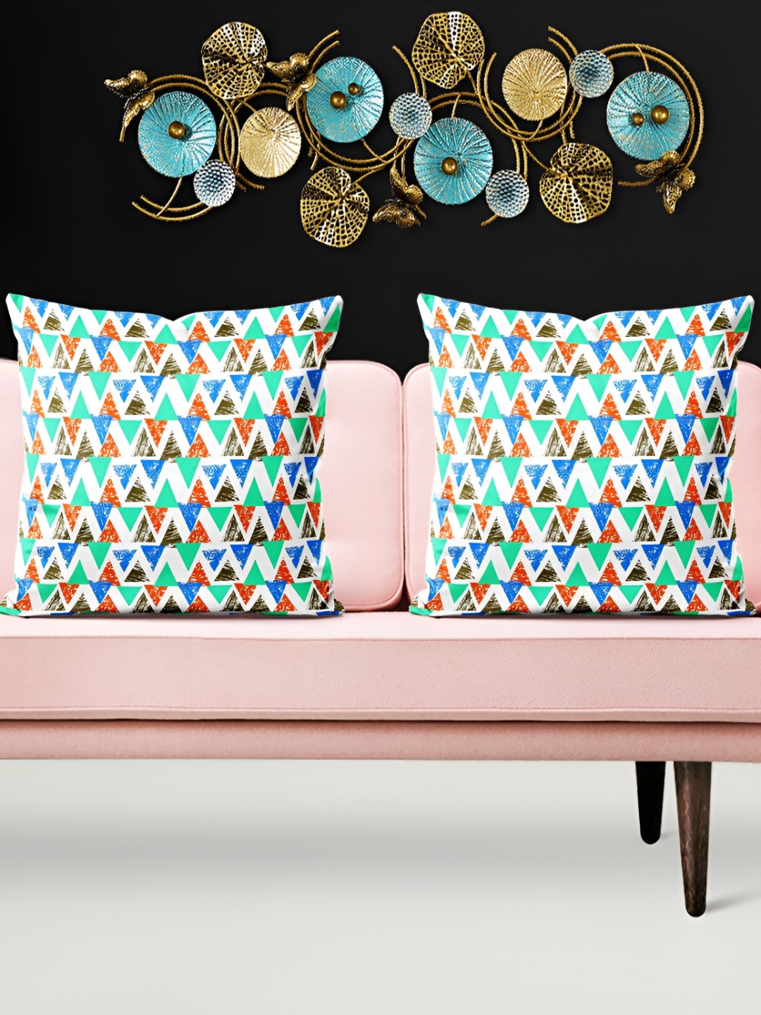 

ArtzFolio White 5 Pieces Geometric Velvet Square Cushion Covers