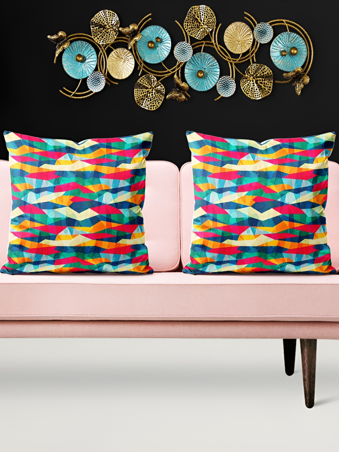 

ArtzFolio Blue and Yellow 5 Pieces Abstract Printed Velvet Square Cushion Covers