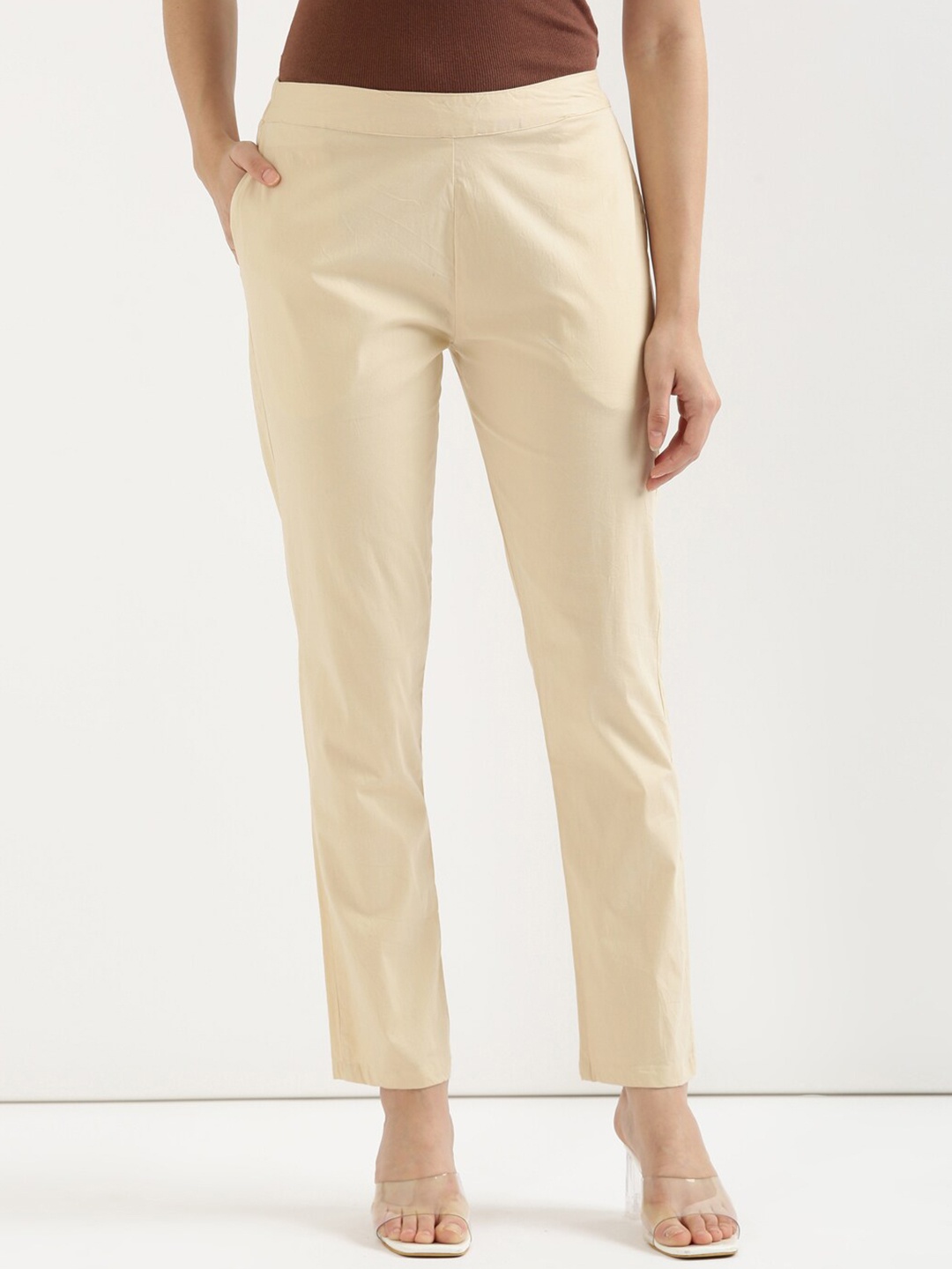 

SHOOLIN Cotton Stretchable Trousers, Beige