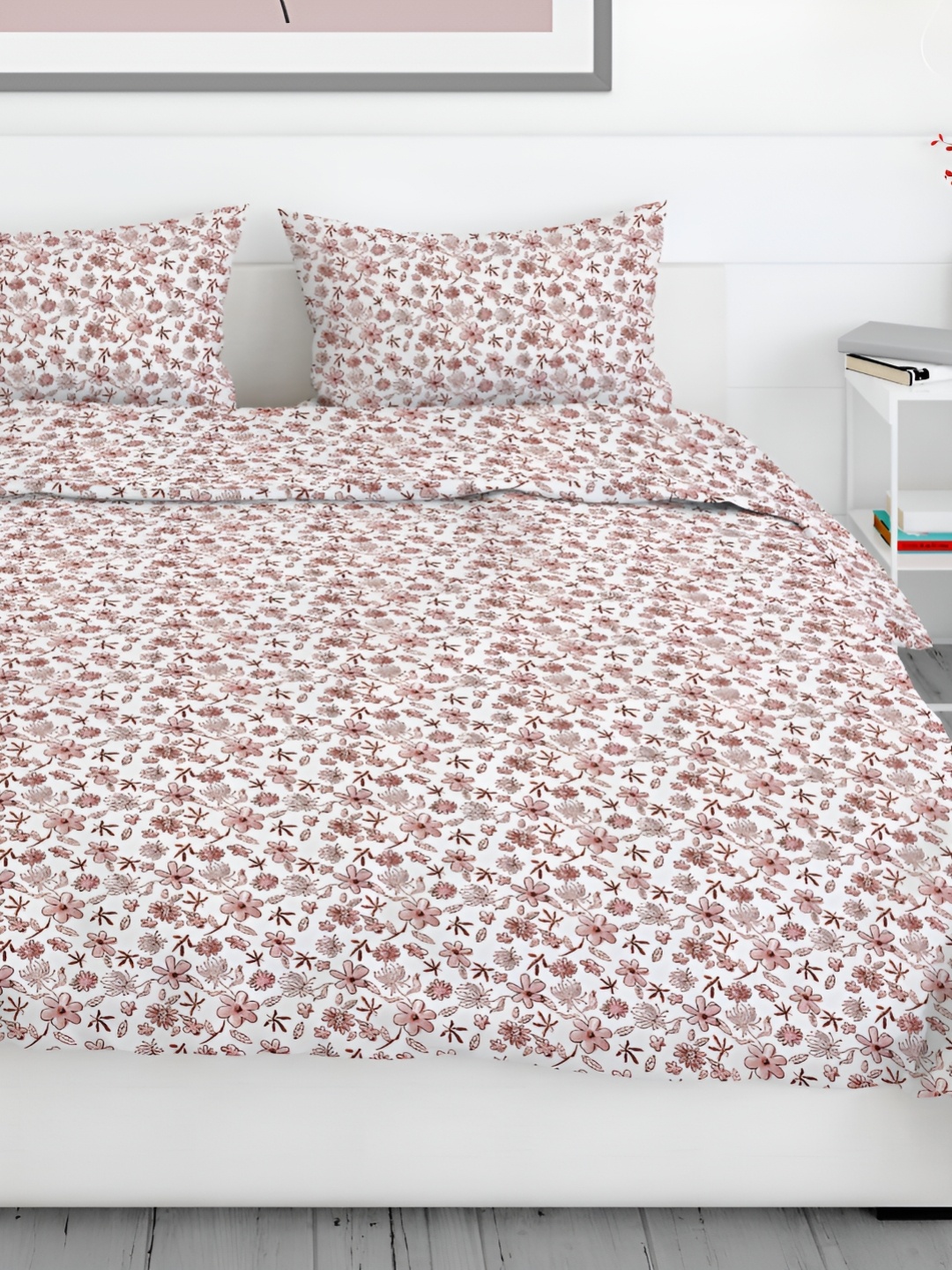

Aura Maroon & White Floral 200 TC Queen Bedsheet with 2 Pillow Covers