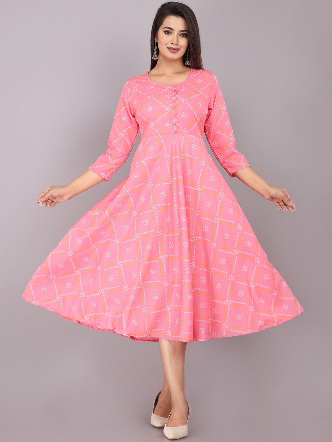 

ANUTTARA FASHIONS Women Ethnic Motifs Printed Anarkali Kurta, Pink