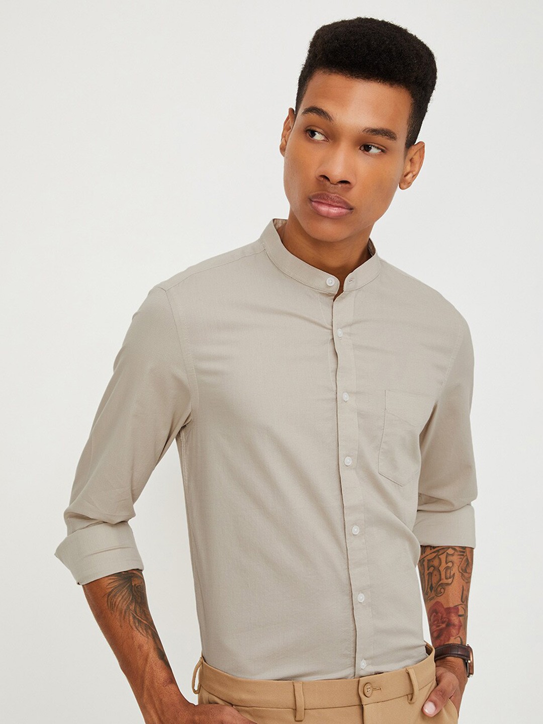 

max Regular Fit Cotton Opaque Casual Shirt, Beige