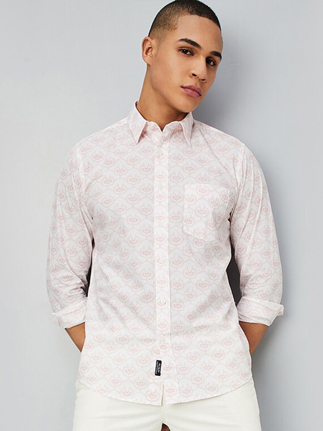

max Regular Fit Cotton Floral Opaque Printed Casual Shirt, Red
