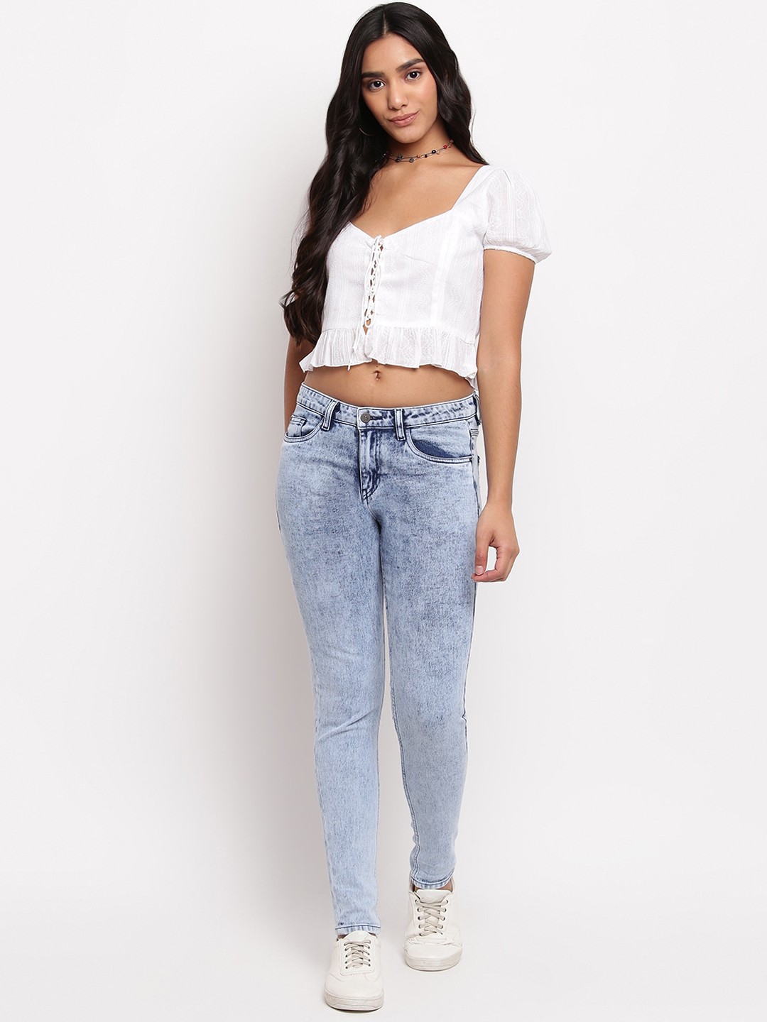 

TALES & STORIES Women Skinny Fit Heavy Fade Stretchable Denim Jeans, Blue