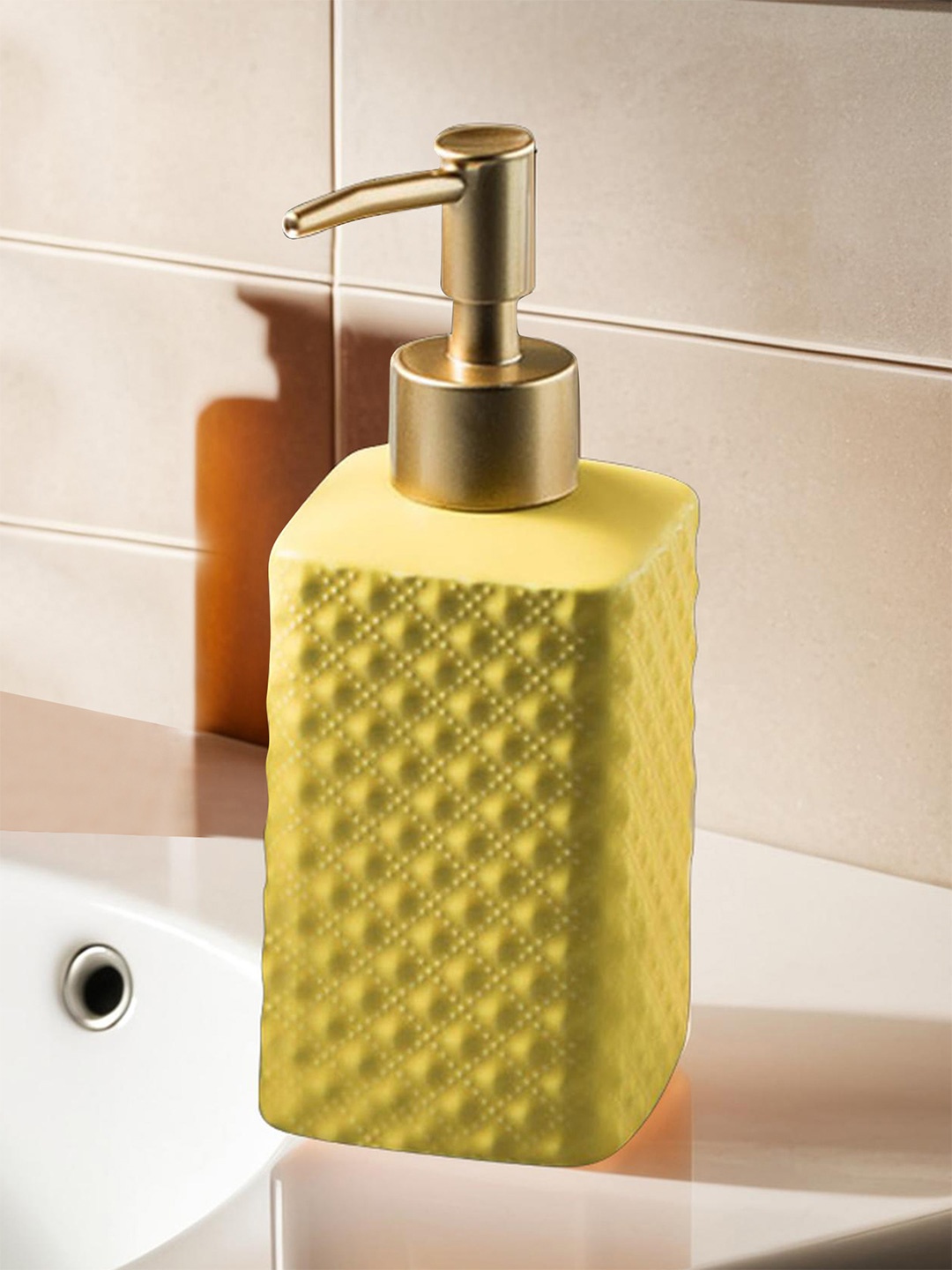 

The Better Home Yellow Ceramic Soap Dispenser Bottle 350 ml