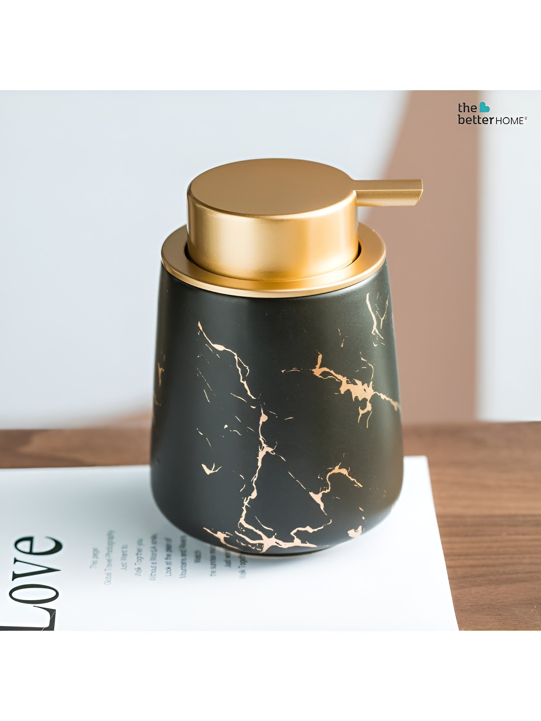 

The Better Home Black Textured Glossy Soap Dispenser Bottle 400 ml