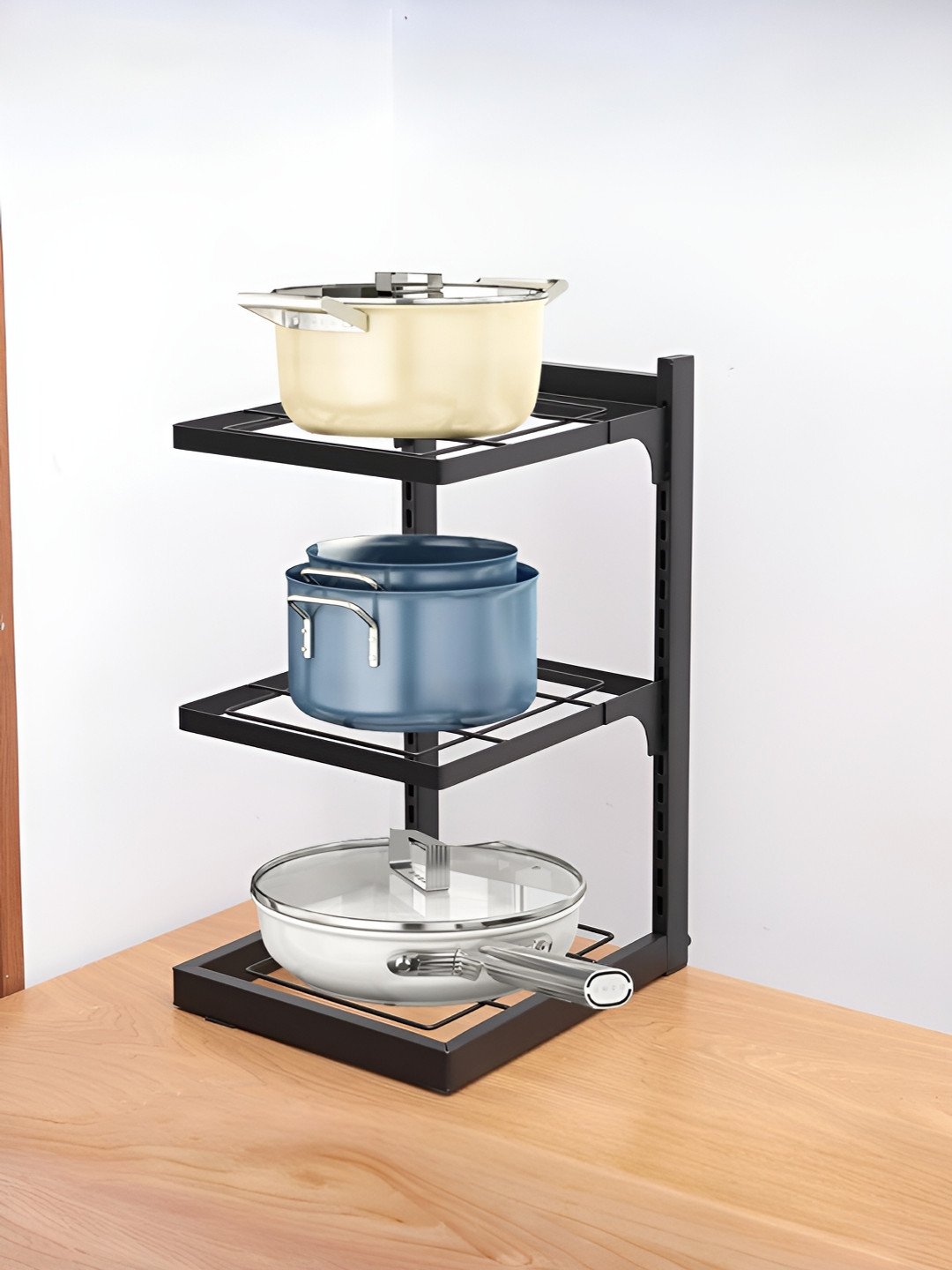 

The Better Home Black 3 Layer Buckle Type Pot Rack Organiser