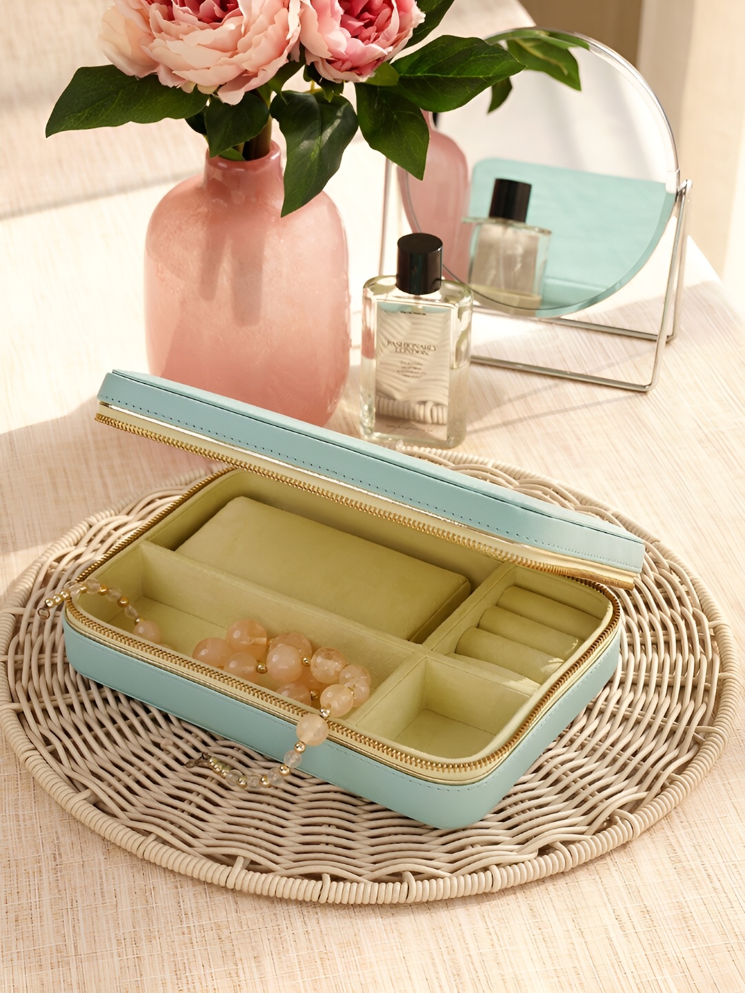 

Pure Home and Living Blue Synthetic Leather Jewellery Organisers