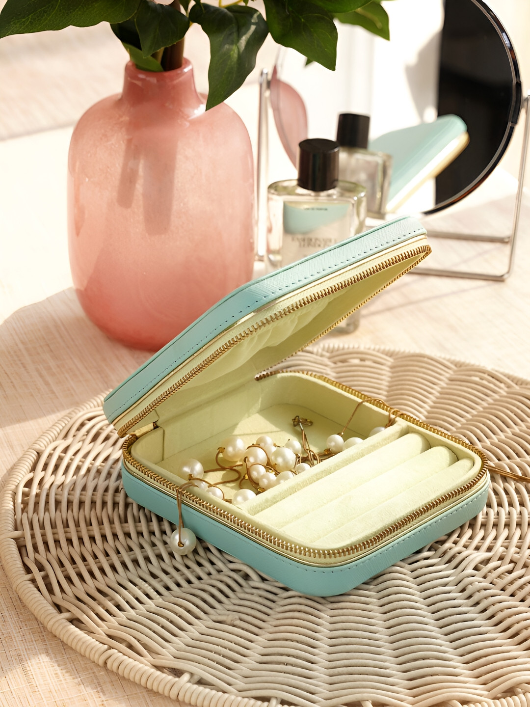 

Pure Home and Living Blue Synthetic Leather Jewellery Organisers