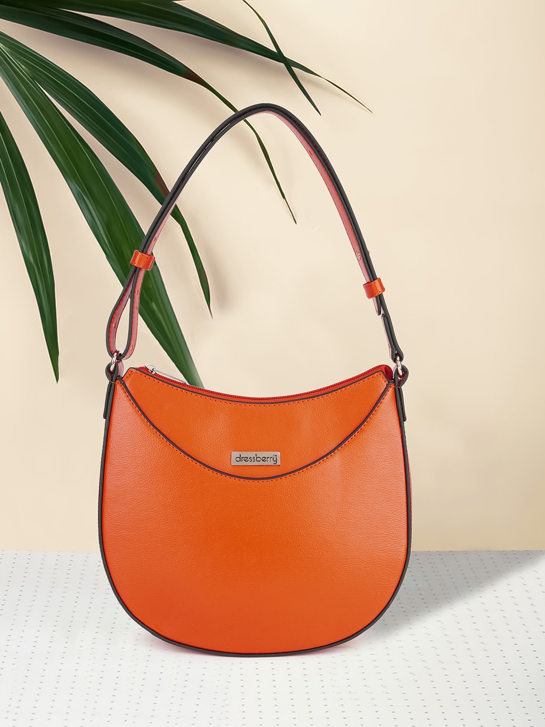 

DressBerry Orange Half Moon Hobo Bag