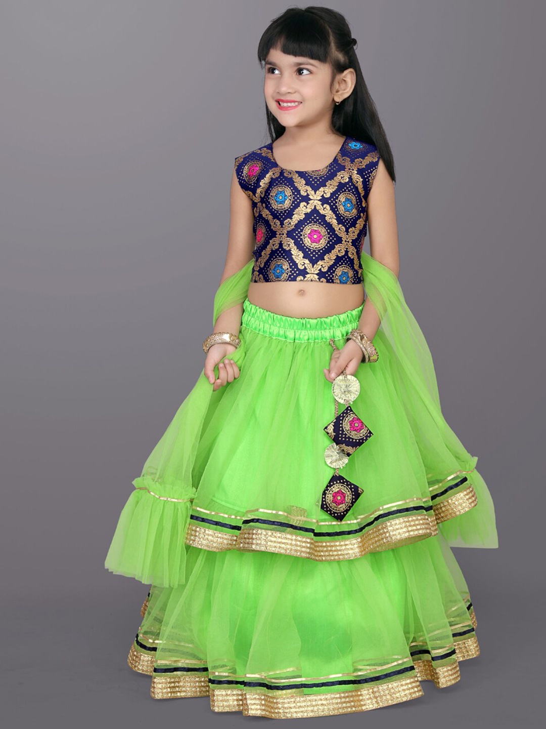 

BAESD Girls Ready to Wear Lehenga & Blouse With Dupatta, Green