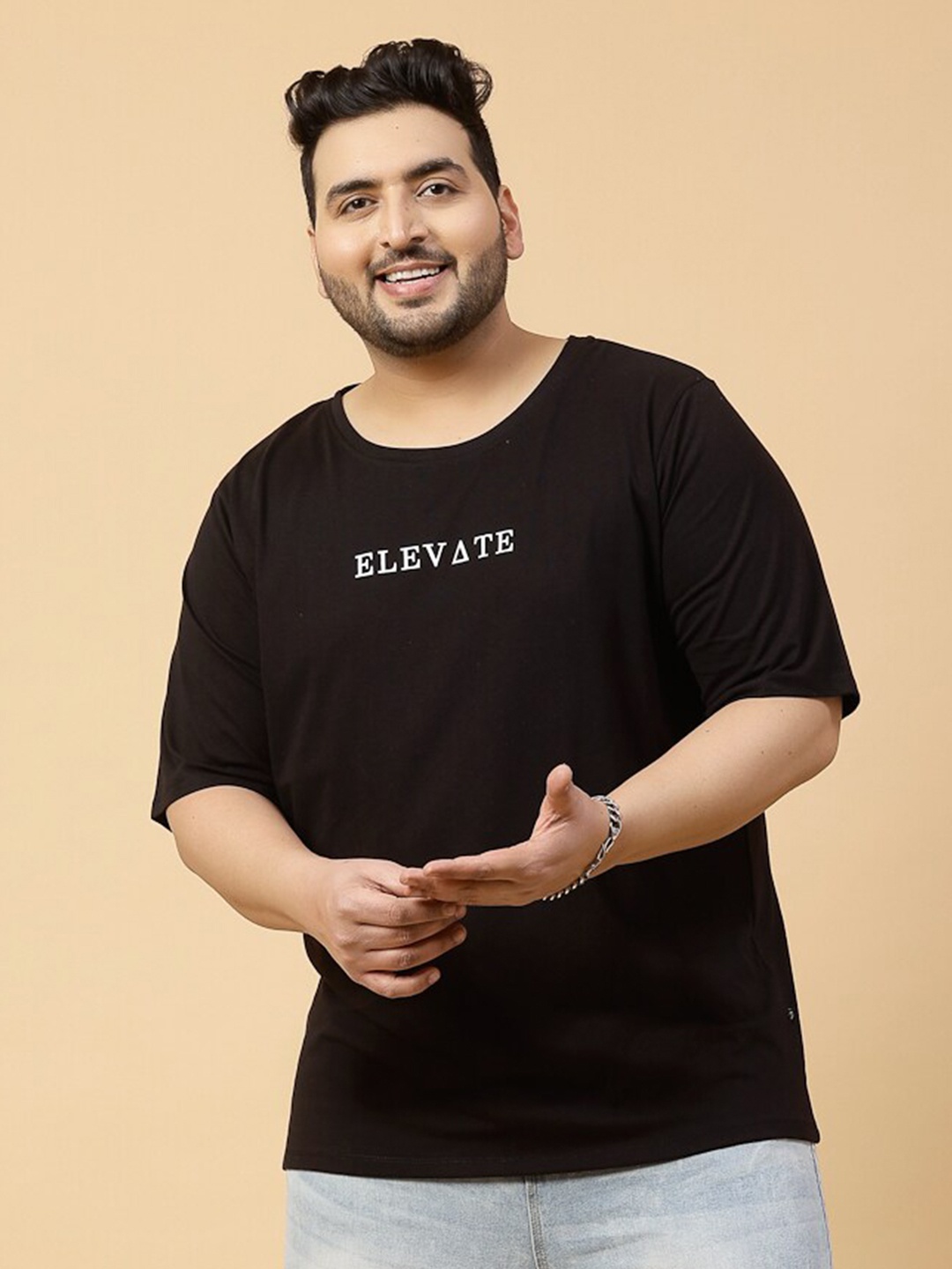 

Rigo Printed Drop Shoulder Oversized T-shirt, Black
