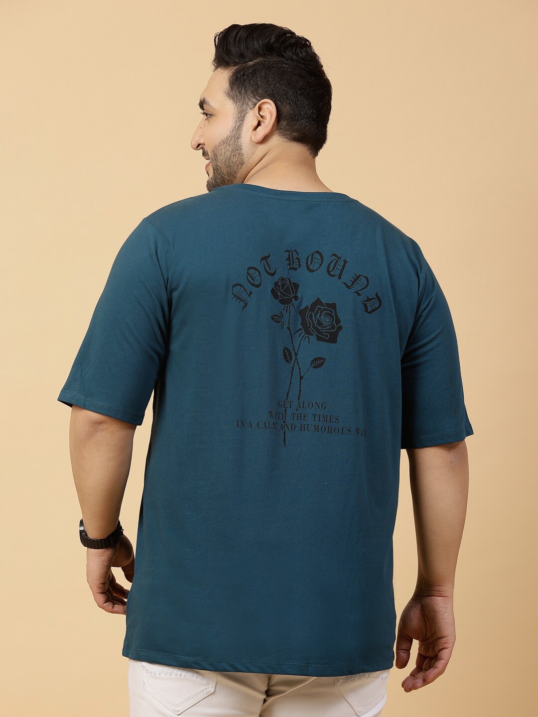 Rigo Printed Drop Shoulder Oversized T-shirt, Teal