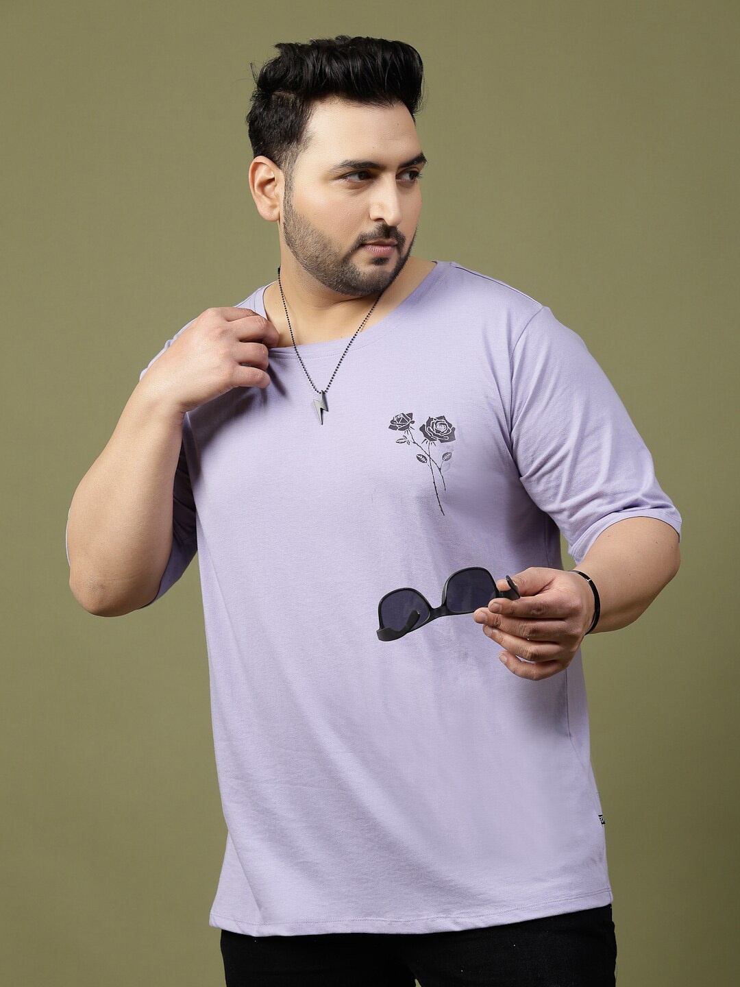 

Rigo Printed Drop Shoulder Oversized T-shirt, Purple