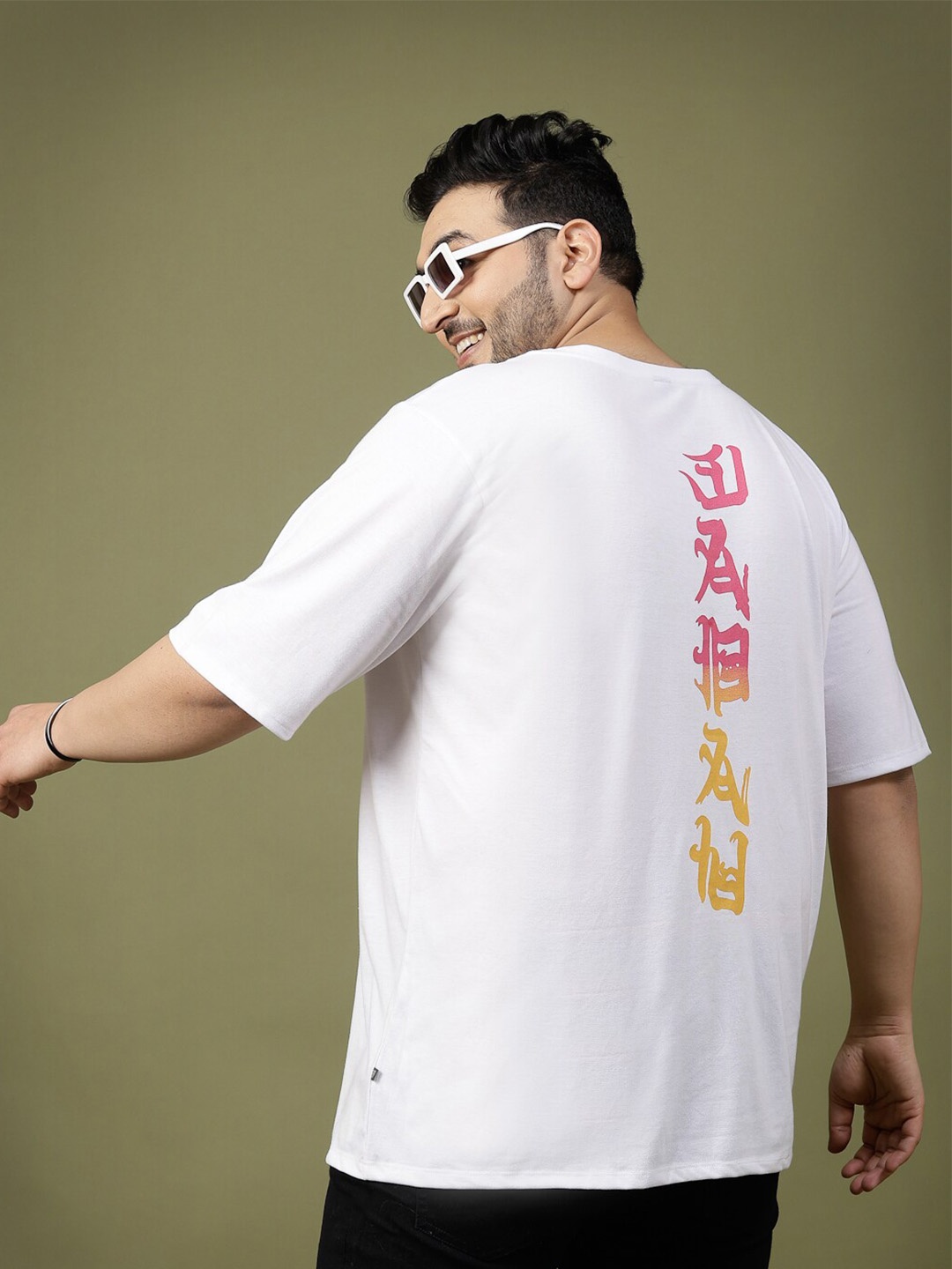 

Rigo Printed Drop Shoulder Oversized T Shirt, White