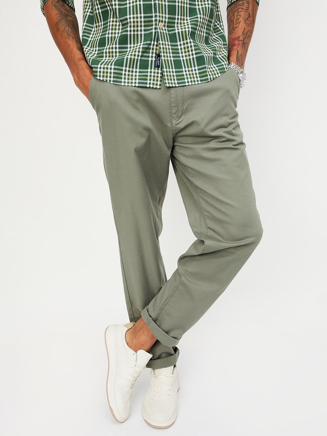 

max Men Chinos Trousers, Olive