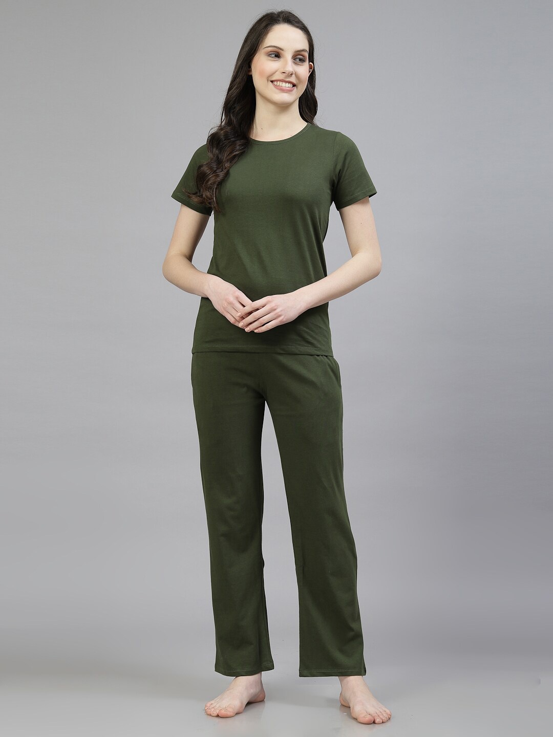 

ETC Women Pure Cotton Night suit, Green