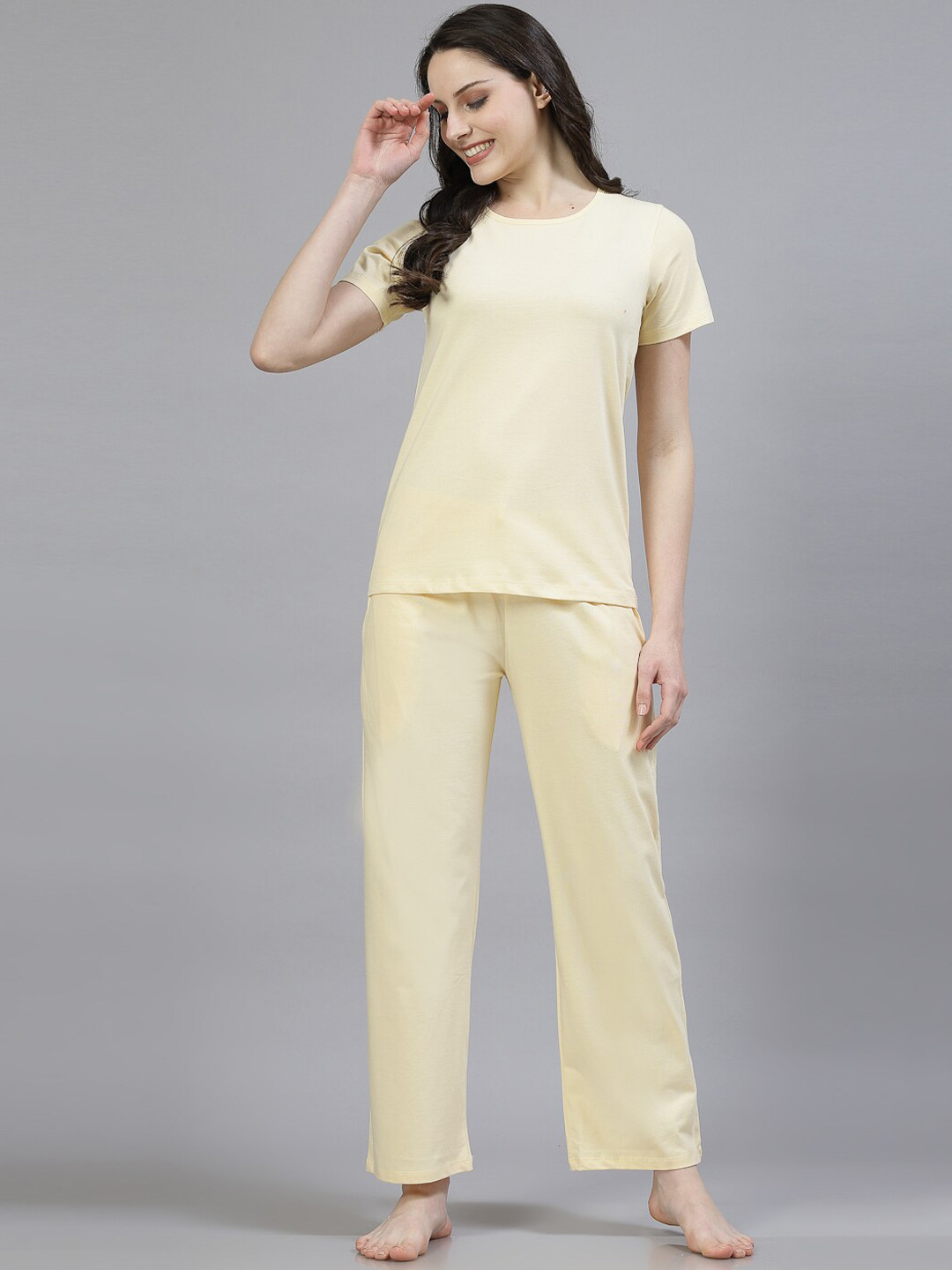 

ETC Women Pure Cotton Night suit, Cream