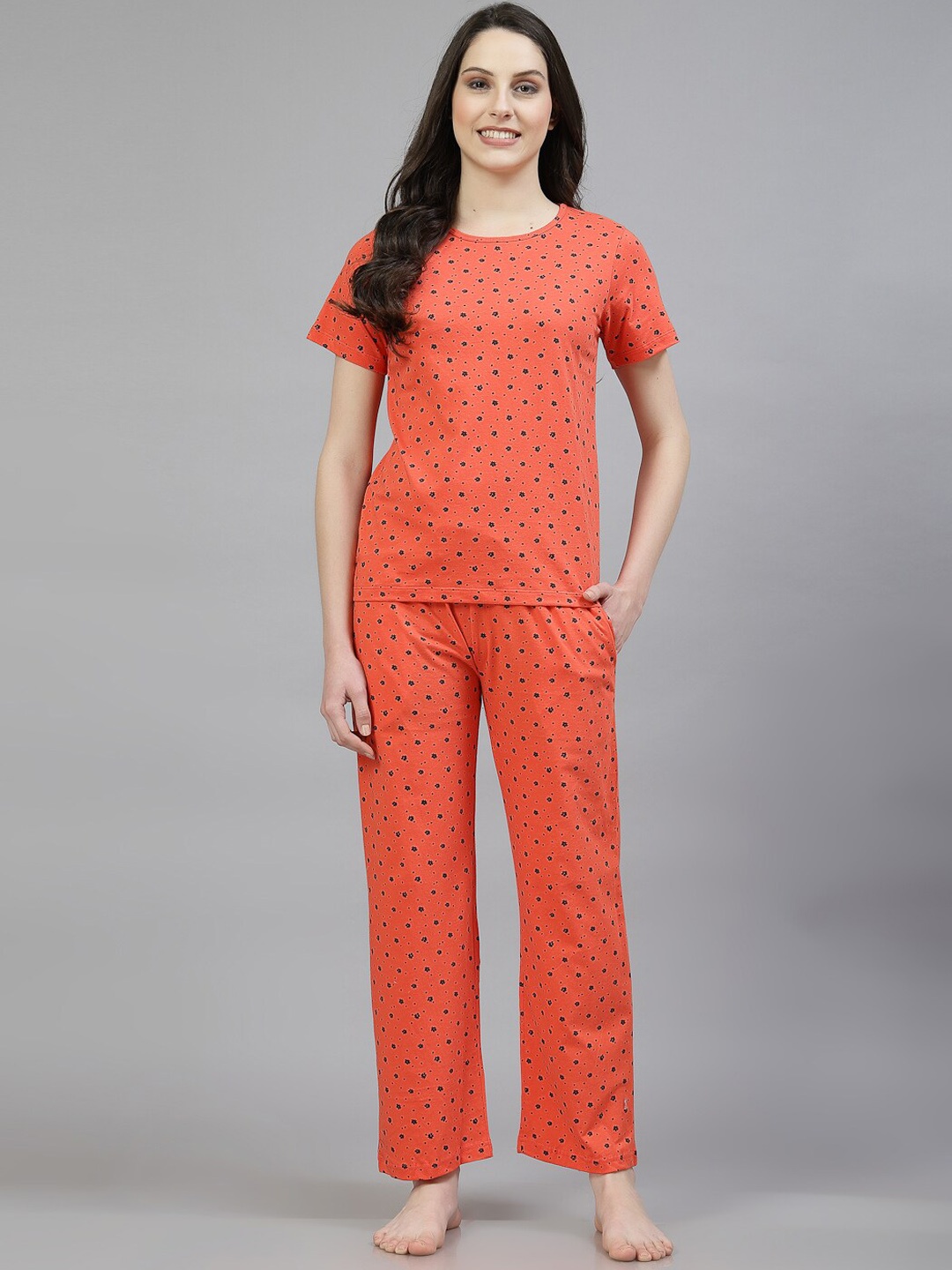 

ETC Women Conversational Printed Night suit, Red