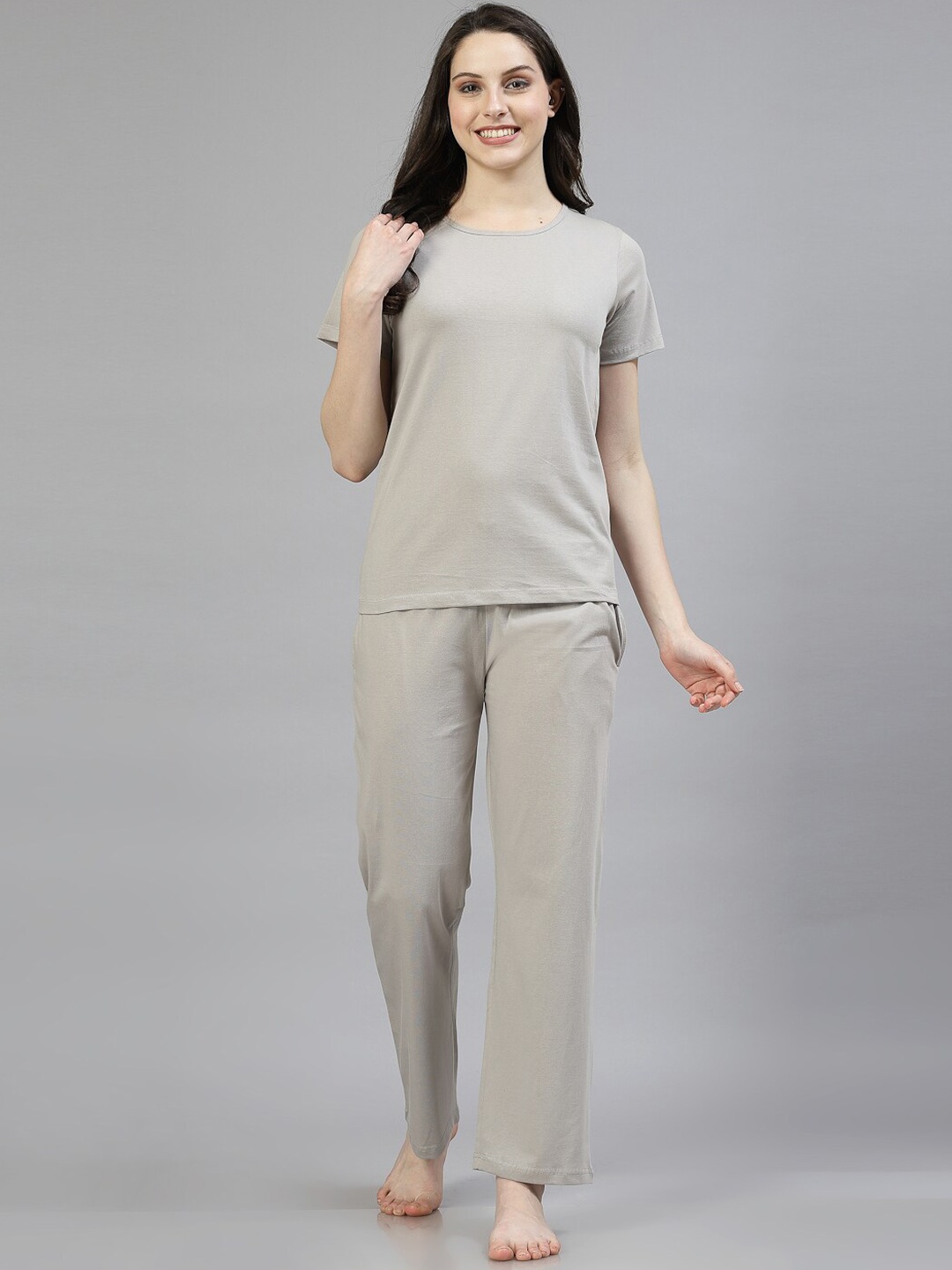 

ETC Women Pure Cotton Night suit, Grey