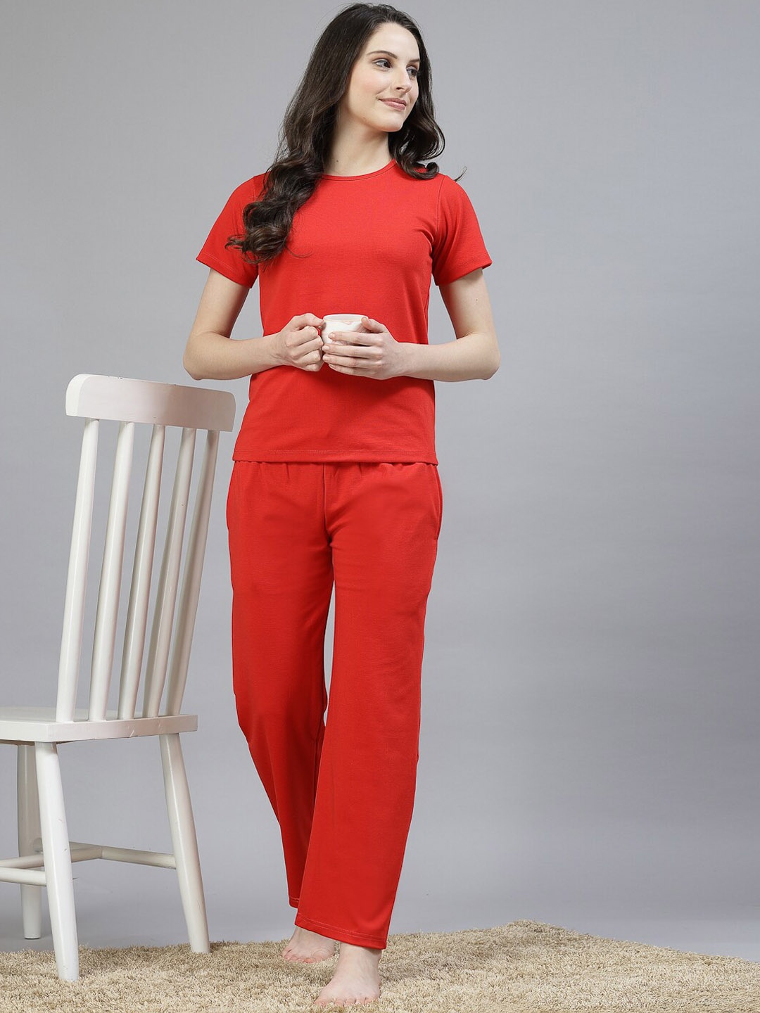 

ETC Women Pure Cotton Night suit, Red