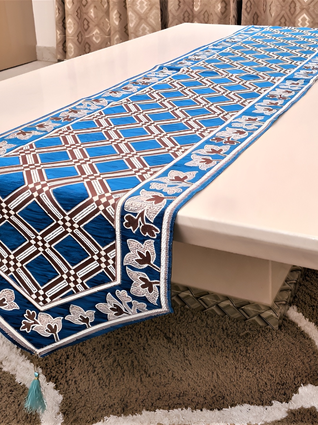 

GROKI Blue Geometric Printed Durable Dining Table Runner