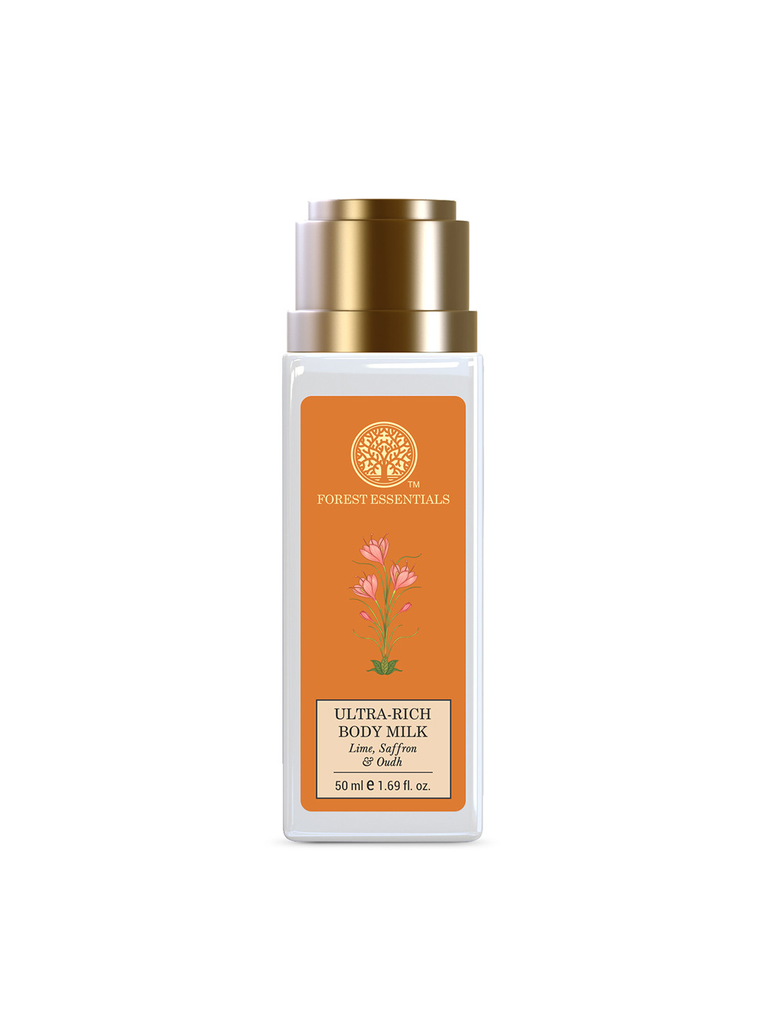 

Forest Essentials Travel Size Ultra-Rich Body Milk With Lime Saffron & Oudh - 50ml, Orange
