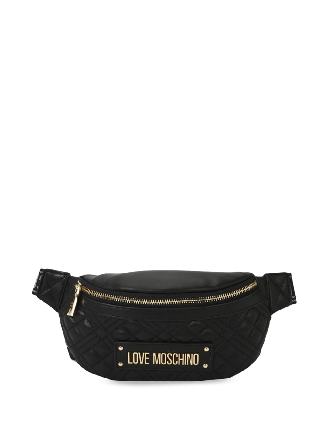 

LOVE MOSCHINO Striped PU Structured Handheld Bag with Tasselled, Black