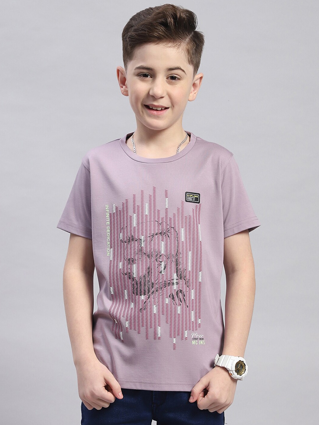 

Monte Carlo Boys Typography Printed Cotton T-shirt, Mauve