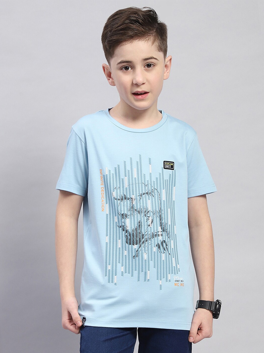 

Monte Carlo Boys Typography Printed Cotton T-shirt, Blue