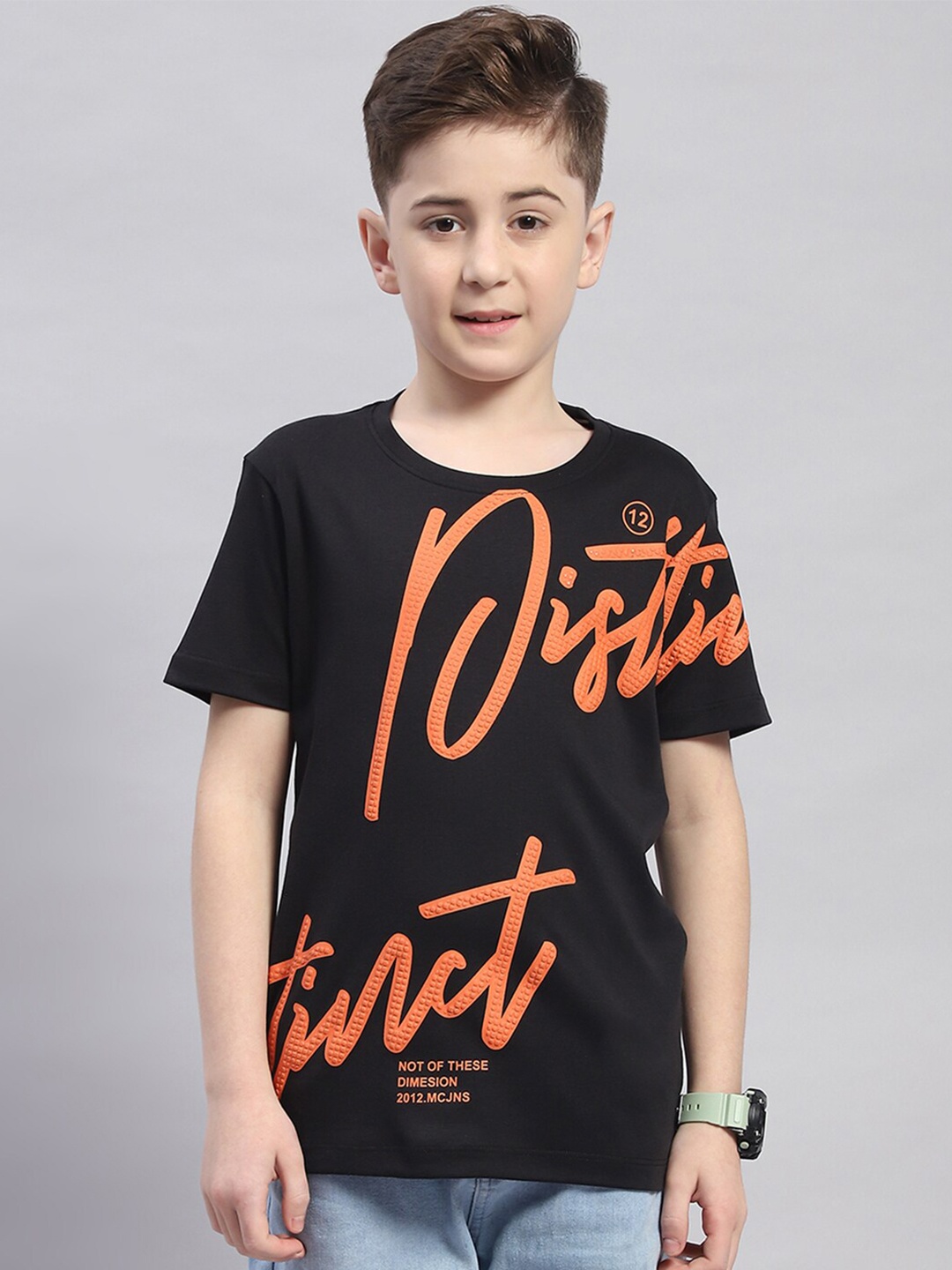 Monte Carlo Boys Typography Printed Pure Cotton T-shirt, Black
