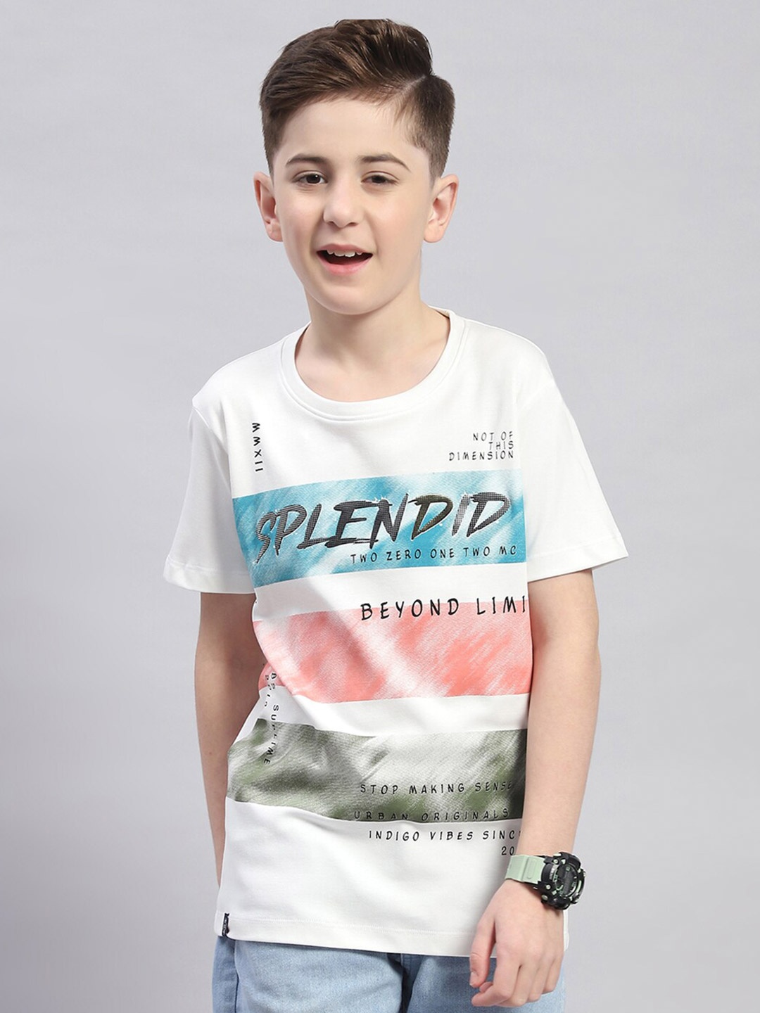

Monte Carlo Boys Typography Printed Pure Cotton T-shirt, White