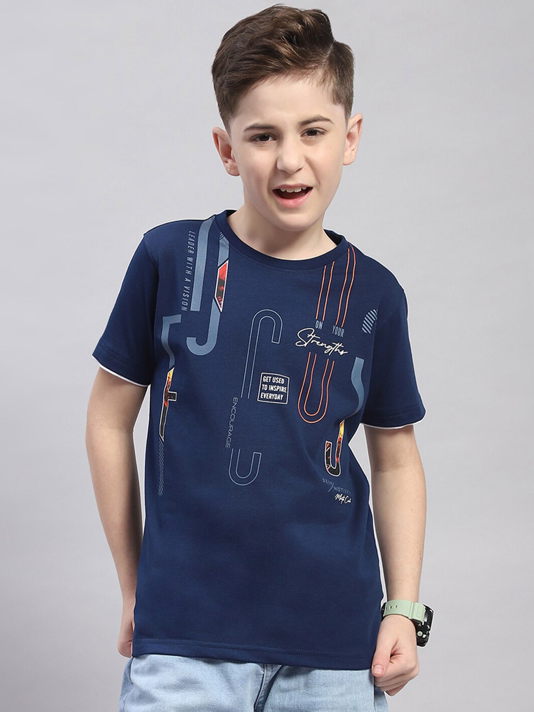 

Monte Carlo Boys Typography Printed T-shirt, Navy blue