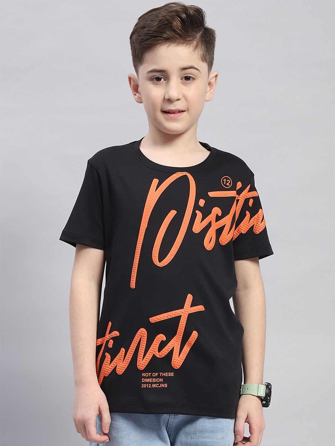 

Monte Carlo Boys Typography Printed Round Neck Cotton T-shirt, Black