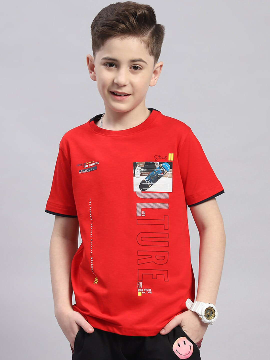 

Monte Carlo Boys Typography Printed T-shirt, Red