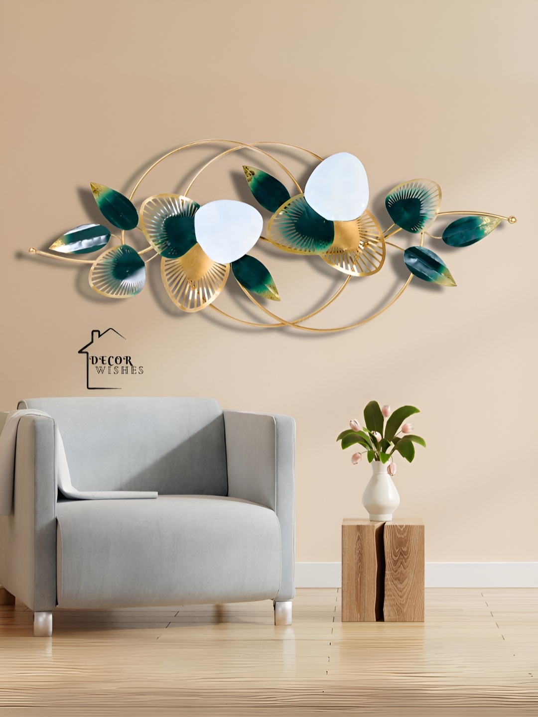 

DECOR WISHES Beige & Green Petal Hanging Wall Decor