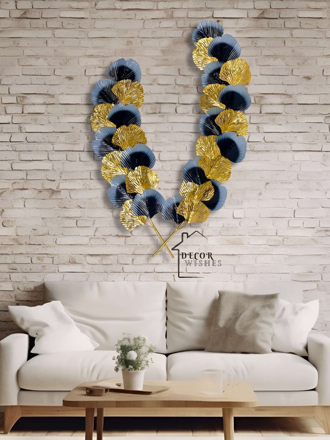 

DECOR WISHES Gold Toned & Grey Petal Sticks Hanging Wall Decor