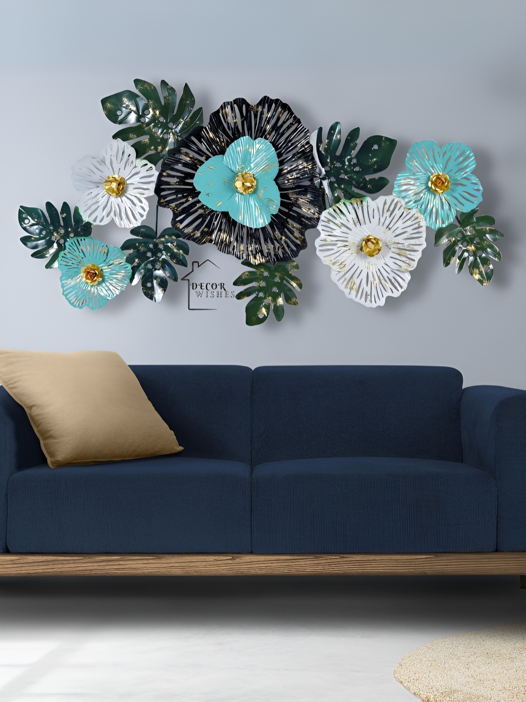 DECOR WISHES Green & White Flower Bouquet Hanging Wall Decor