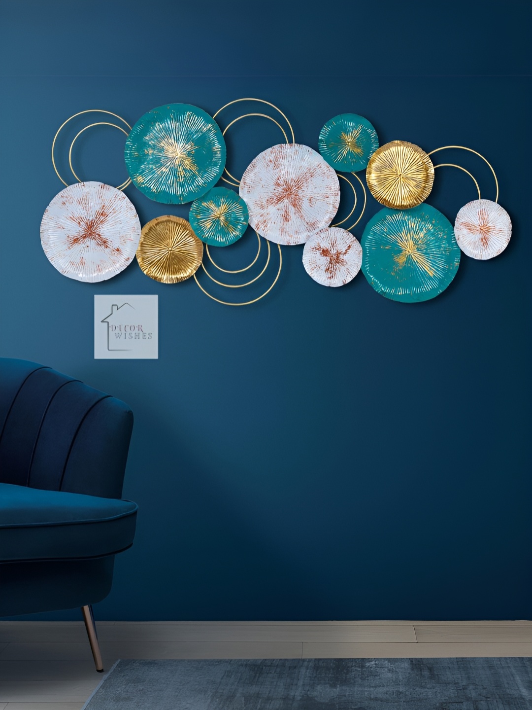 

DECOR WISHES Blue & White Plates And Rings Hanging Wall Decor