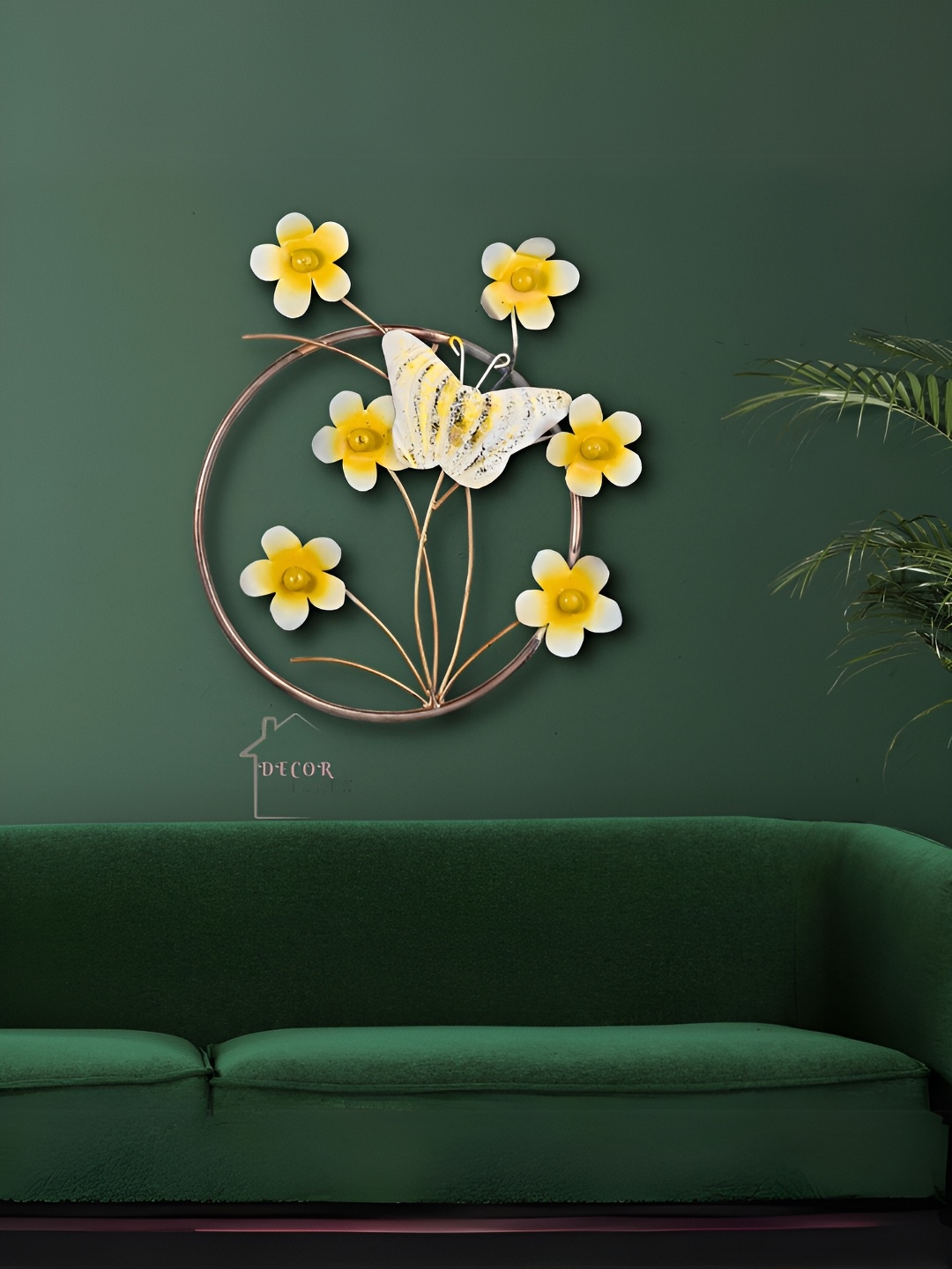 

DECOR WISHES Yellow & Gold Toned Flower Hanging Wall Decor
