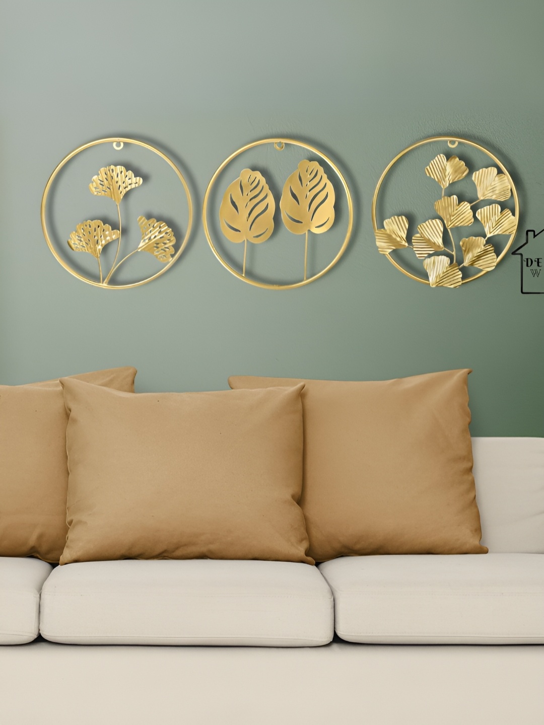 

DECOR WISHES Gold Toned 3 Pieces Floral Hanging Wall Decor
