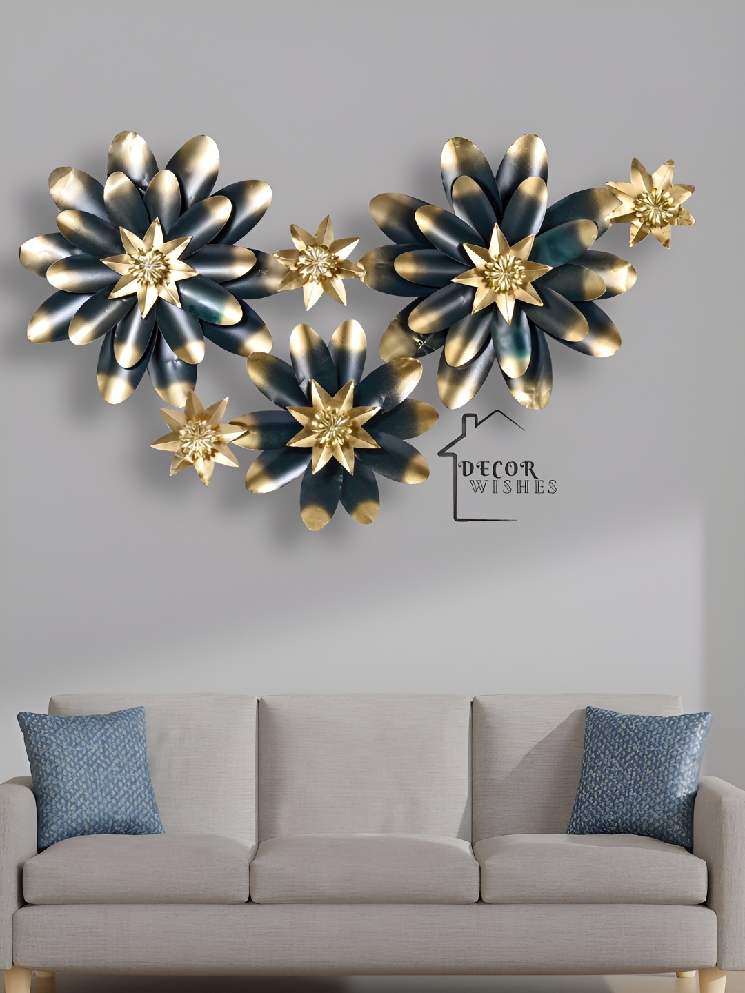 

DECOR WISHES Black & Gold Toned Flower Hanging Wall Decor