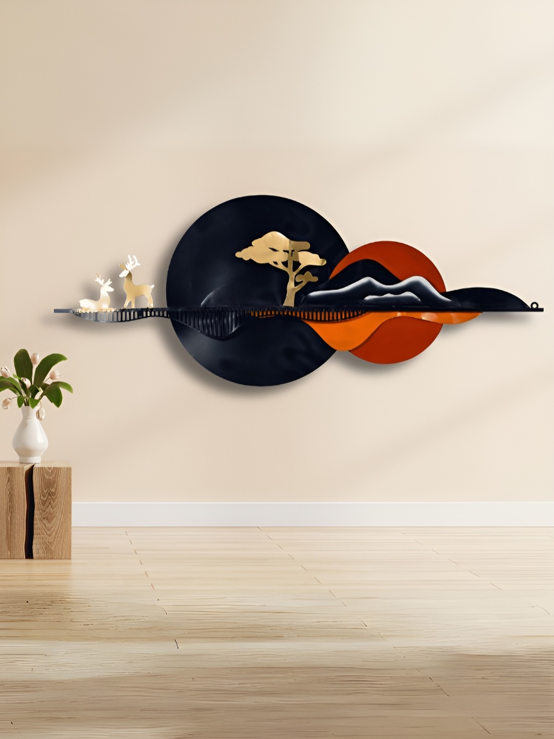 

DECOR WISHES Black & Beige Deer & Moon Hanging Wall Decor
