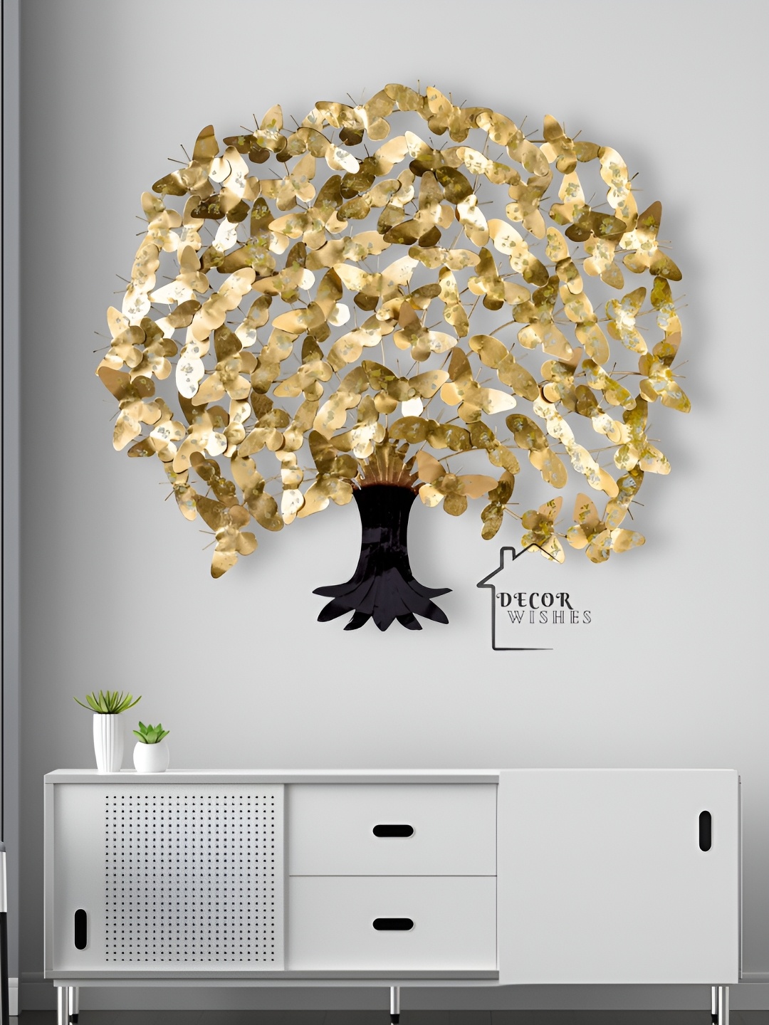 

DECOR WISHES Beige & Black Butterfly Tree Hanging Wall Decor