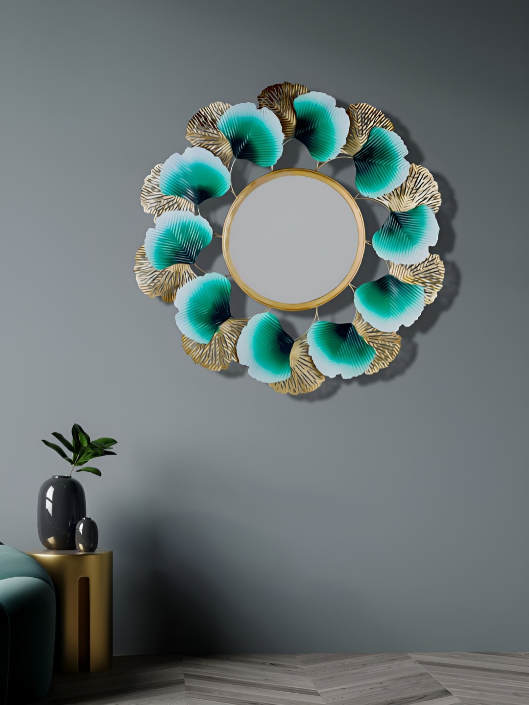 

DECOR WISHES Gold Toned & Green Leaf Hanging Wall Decor