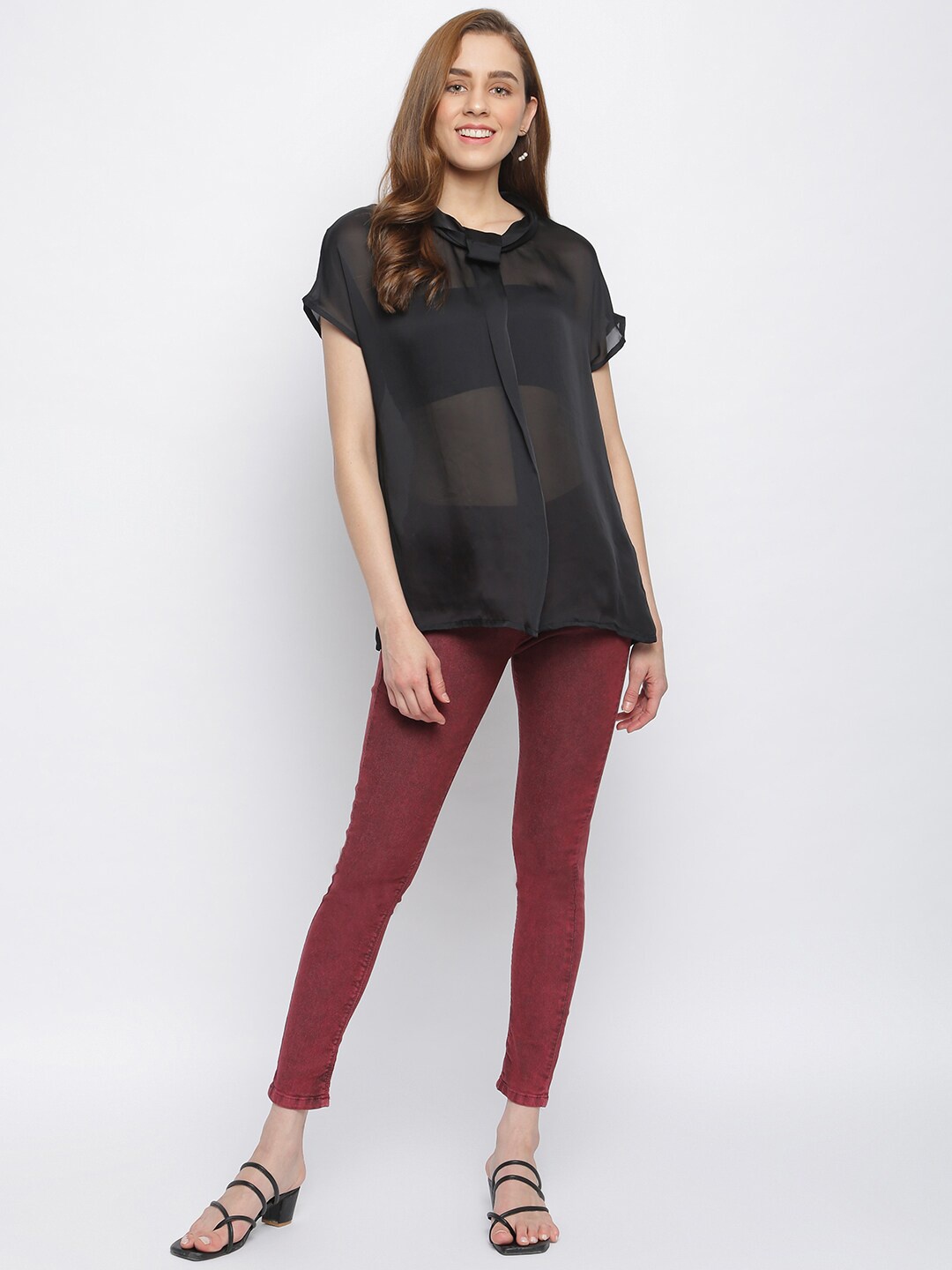 

TALES & STORIES Women Skinny Fit Jeggings, Maroon