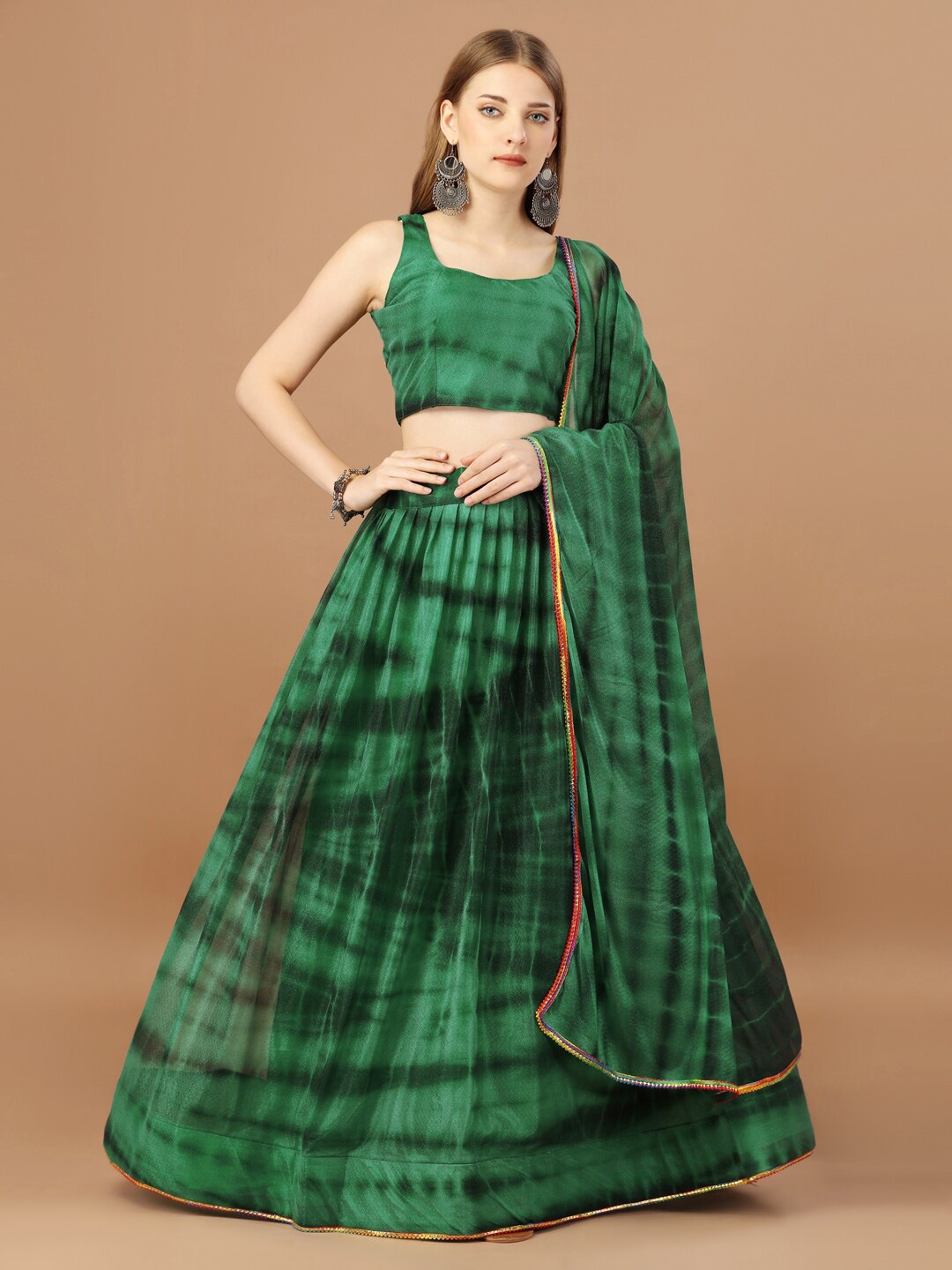 

KALINI Printed Semi-Stitched Lehenga & Unstitched Blouse With Dupatta, Green